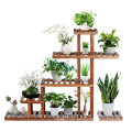 Good quality outdoor modern adjustable mid century 4 tier natural bamboo flower shelf wooden plant stand for flower pot